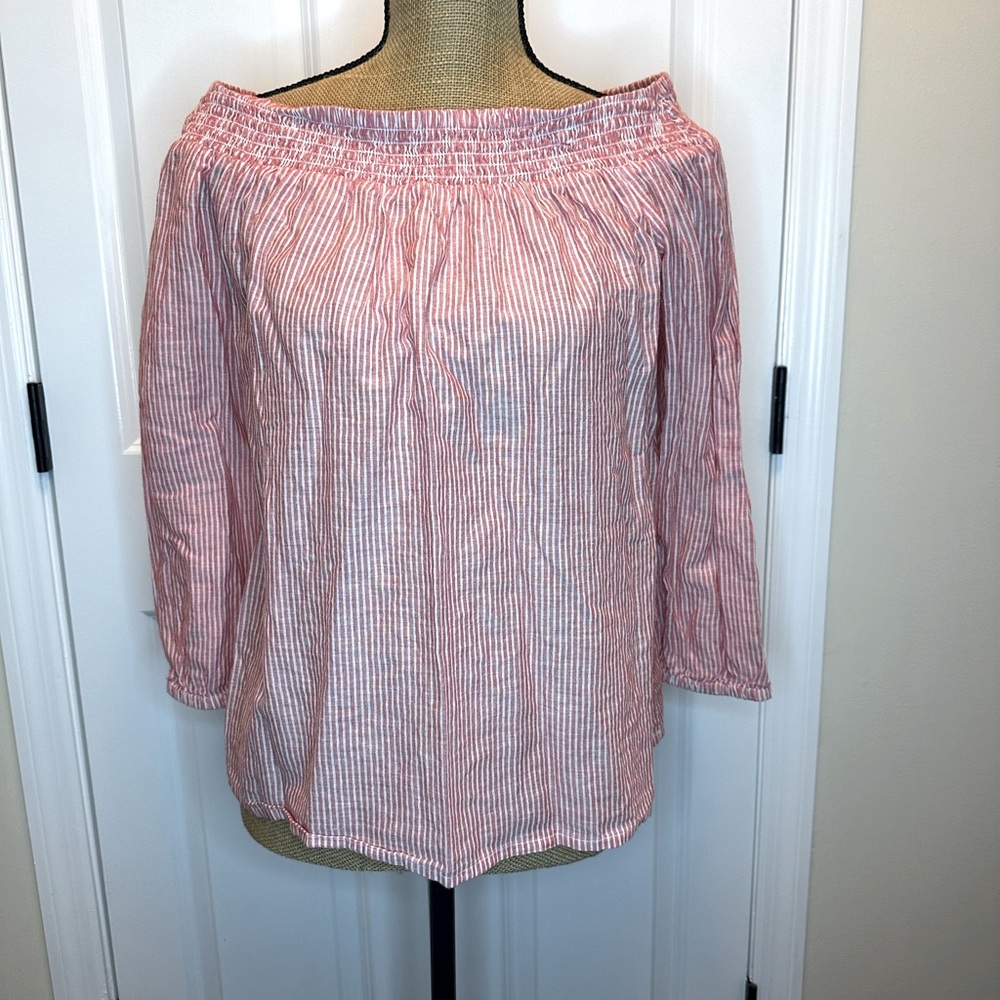 Ivanka Trump Red and White Stripe Blouse size Small